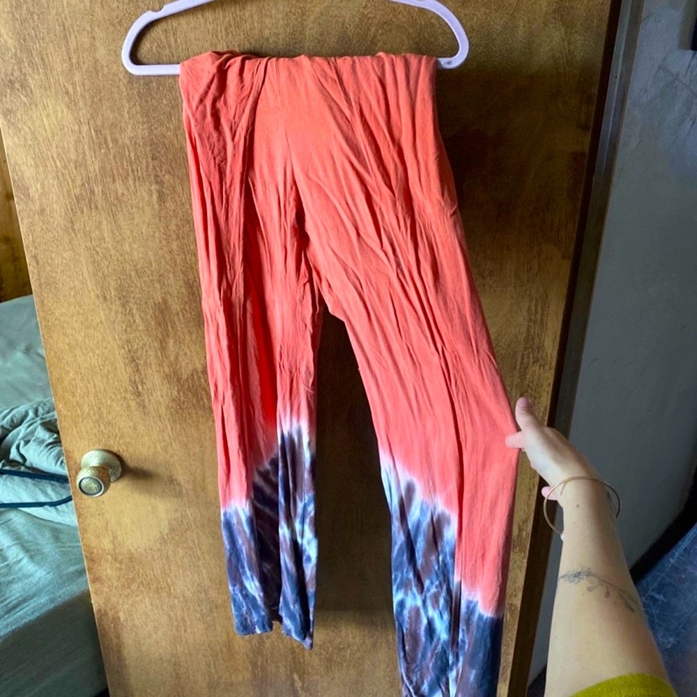 Young Fabulous & Broke Coral and Black Tie-Dye Wide Leg Pants